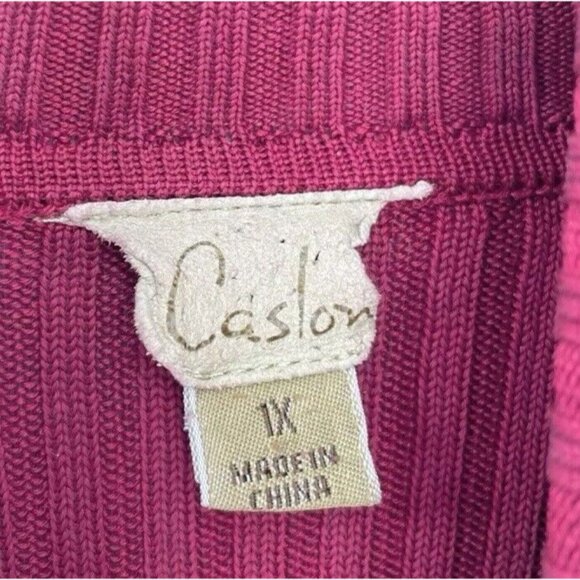 Caslon Plus Size 100% Silk Red Ribbed Turtleneck Sweater 1x, Classic, Runs Small - Picture 4 of 11